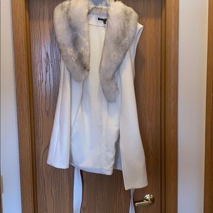 WHBM Faux Fur White Vest Size L/XL
